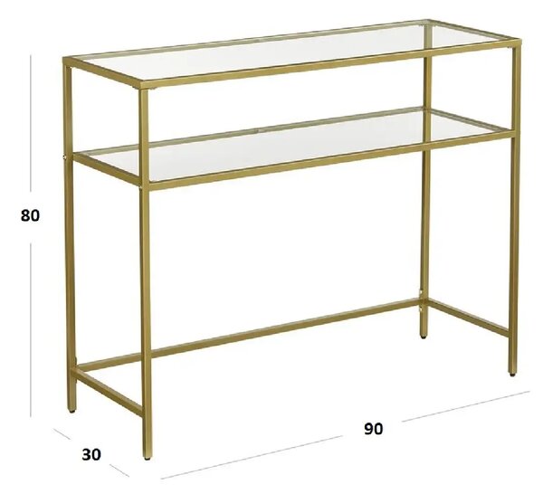 Consola Carolina din sticla si metal culoare auriu, 90x80x30 cm