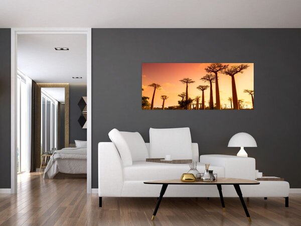 Tablou - Apus de soare pe Aleea Baobabilor (120x50 cm)