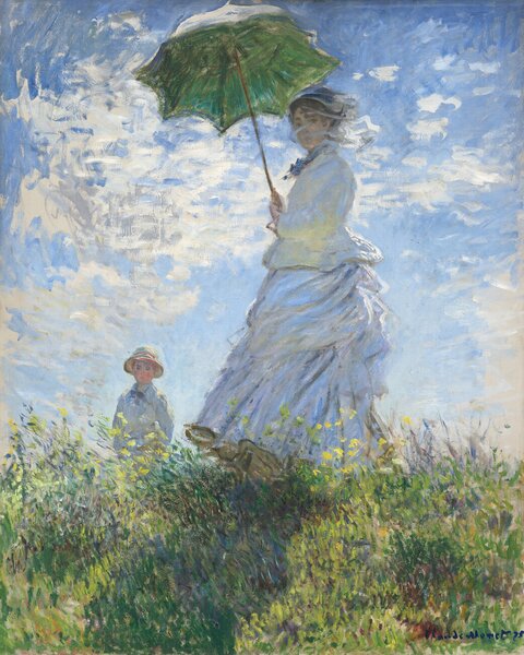 Claude Monet - Artă imprimată Femeie cu o umbrelă - Madame Monet și fiul ei, (30 x 40 cm)