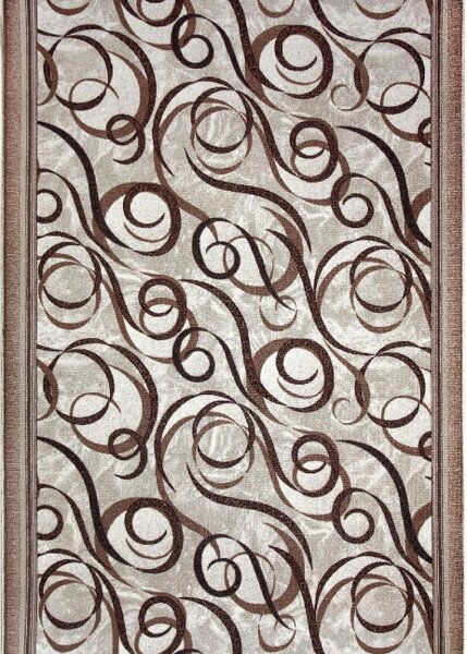 Traversa Print 1304, Tesatura Plata, Latime 2m, Marime 200 x 300 cm, Crem, Maro, Festonata Surfilata Tivita, Antialergica, Polipropilena, Living