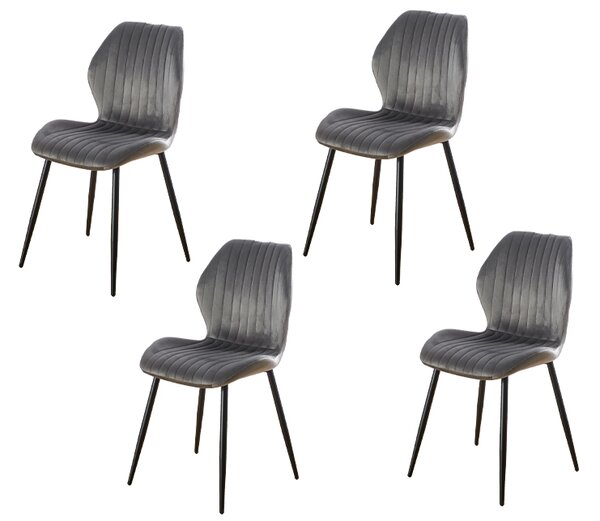 Set 4 Scaune Living Tapițate KJC104 Gri
