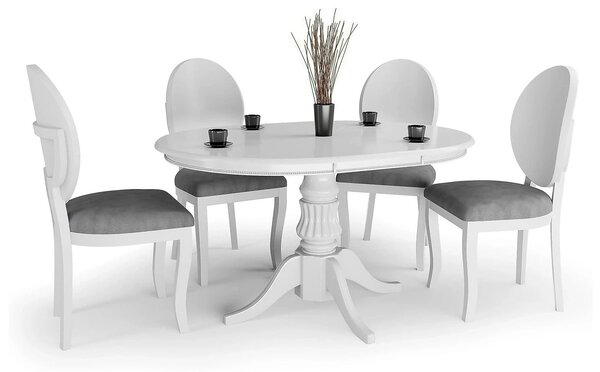 Masa extensibila alb WILLIAM, 90/124x90x75 cm