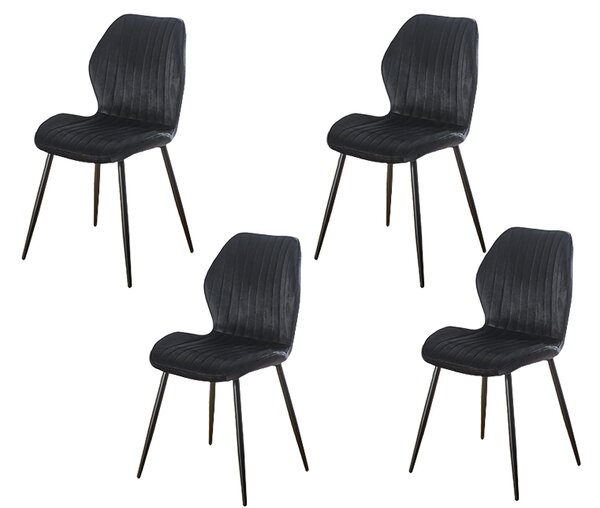 Set 4 Scaune Living Tapițate KJC104 Negru