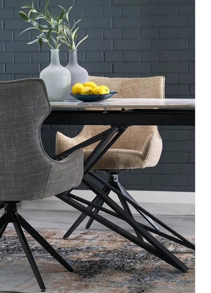 Scaun K573, bej/negru, stofa clasica/otel, 55x64x88 cm