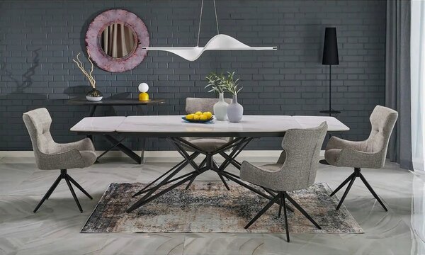 Scaun K573, bej/negru, stofa clasica/otel, 55x64x88 cm
