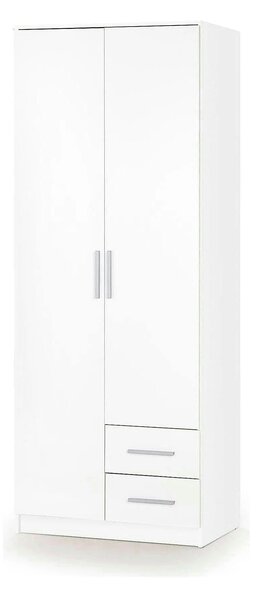 Dulap LIMA S2, alb, PAL laminat, cu 2 usi si 2 sertare, 80x52x205 cm