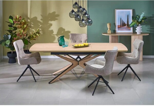 Scaun K573, bej/negru, stofa clasica/otel, 55x64x88 cm