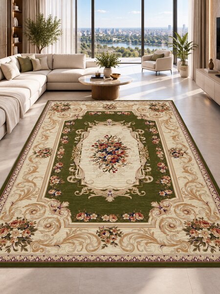 Covor Lotos 535-310, Marime 50 x 80 cm, Verde, Inaltime Fir 8 mm, Antialergic, Polipropilena, Living, Dormitor, Sufragerie, Birou 50 x 80