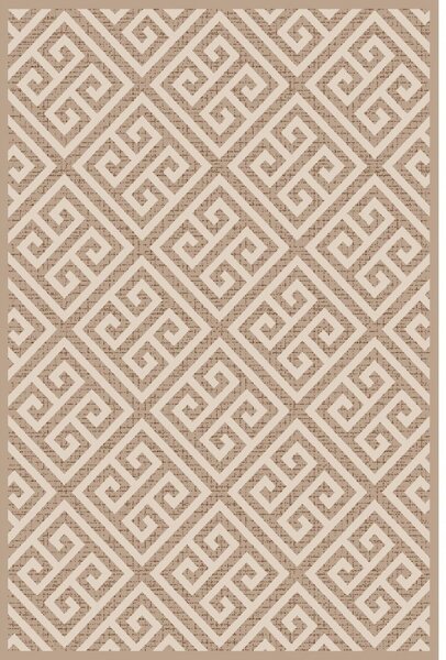 Covor Cappuccino 16063-10, Marime 80 x 150 cm, Alb, Bej, Inaltime Fir 7 mm, Antialergic, Polipropilena, Living, Dormitor, Sufragerie, Birou 80 x 150
