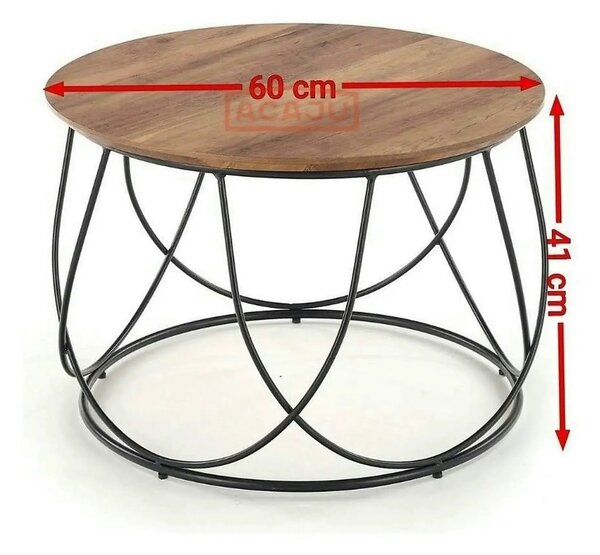 Masuta cafea NUBIRA, nuc/negru, 60x60x41 cm
