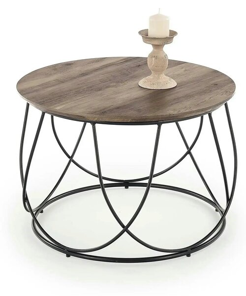 Masuta cafea NUBIRA, nuc/negru, 60x60x41 cm