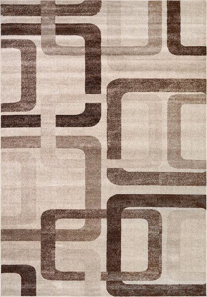 Covor Daffi 13151-130, Marime 60 x 110 cm, Crem, Maro, Inaltime Fir 6 mm, Antialergic, Polipropilena, Living, Dormitor, Sufragerie, Birou 60 x 110