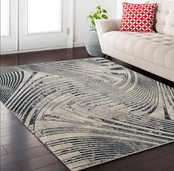 Covor Anny 33017-190, Marime 58 x 110 cm, Crem, Gri, Inaltime Fir 7 mm, Antialergic, Polipropilena, Living, Dormitor, Sufragerie, Birou 58 x 110