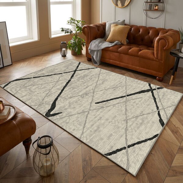 Covor Cappuccino 16430-168, Marime 60 x 110 cm, Gri, Inaltime Fir 7 mm, Antialergic, Polipropilena, Living, Dormitor, Sufragerie, Birou 60 x 110