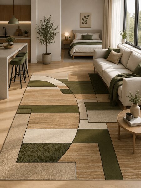 Covor Lotos 538-836, Marime 80 x 150 cm, Verde, Inaltime Fir 8 mm, Antialergic, Polipropilena, Living, Dormitor, Sufragerie, Birou 80 x 150