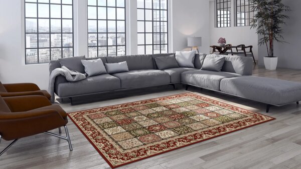 Covor Timbre 1518-120, Marime 60 x 110 cm, Rosu, Inaltime Fir 8 mm, Antialergic, Polipropilena, Living, Dormitor, Sufragerie, Birou 60 x 110