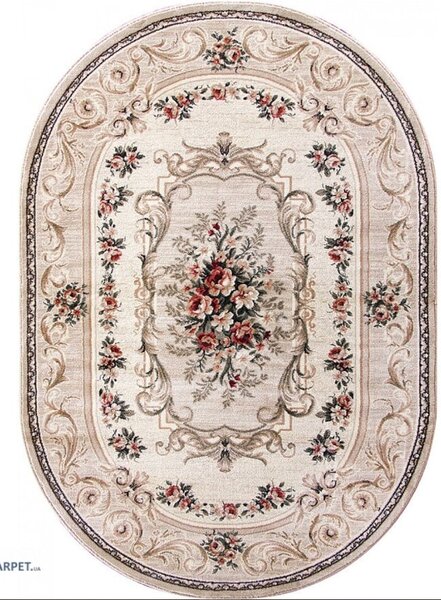 Covor Oval Lotos 535-106, Marime 60 x 110 cm, Bej, Crem, Inaltime Fir 8 mm, Antialergic, Polipropilena, Living, Dormitor, Sufragerie, Birou 60 x 110