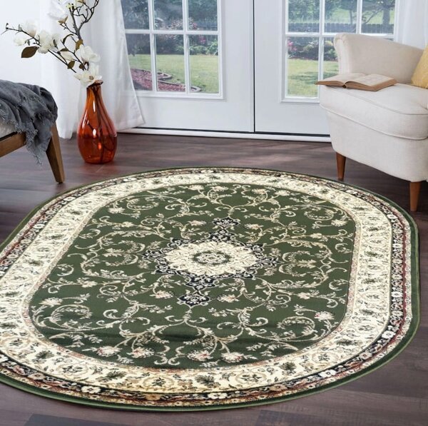 Covor Oval Lotos 523-310, Marime 80 x 150 cm, Verde, Inaltime Fir 8 mm, Antialergic, Polipropilena, Living, Dormitor, Sufragerie, Birou 80 x 150