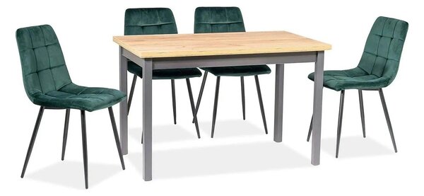 Scaun tapitat MILA, verde/negru, stofa catifelata/metal, 45x41x86 cm