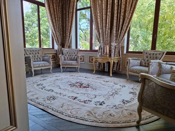 Covor Oval Lotos 535-106, Marime 60 x 110 cm, Bej, Crem, Inaltime Fir 8 mm, Antialergic, Polipropilena, Living, Dormitor, Sufragerie, Birou 60 x 110