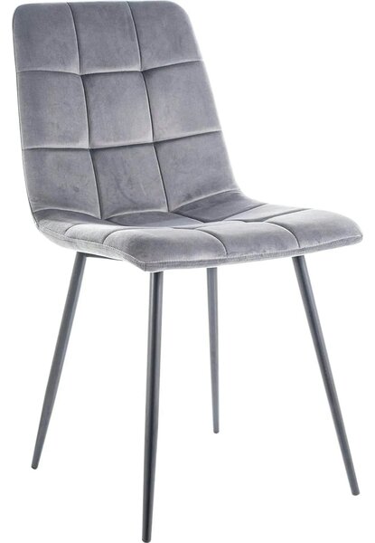 Scaun tapitat MILA, gri, stofa catifelata/metal, 47x45x87