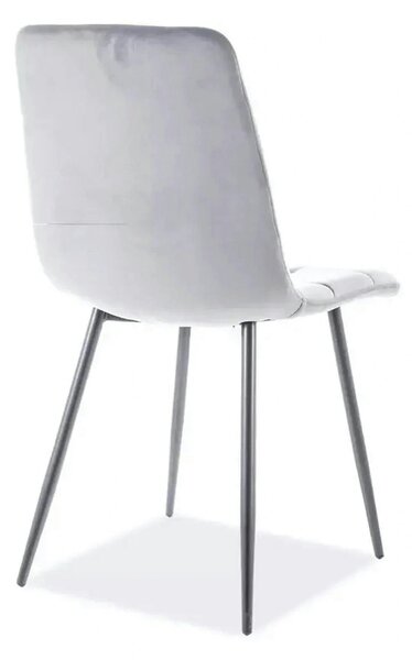 Scaun tapitat MILA, gri, stofa catifelata/metal, 47x45x87