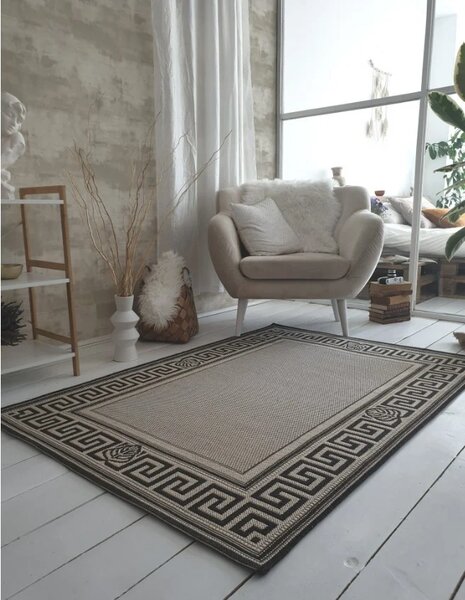 Covor Bucatarie Tip Iuta, Natura 900-19, Marime 120 x 170 cm, Crem, Maro, Antialergic, Polipropilena, Living, Terasa, Sufragerie, Birou 120 x 170