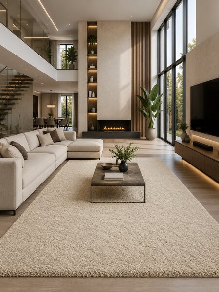 Covor Fantasy 12500-80, Marime 60 x 110 cm, Bej, Inaltime Fir 30 mm, Antialergic, Polipropilena, Living, Dormitor, Sufragerie, Birou 60 x 110
