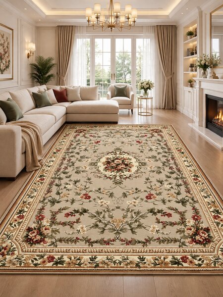 Covor Lotos 1525-110, Marime 60 x 110 cm, Bej, Crem, Inaltime Fir 8 mm, Antialergic, Polipropilena, Living, Dormitor, Sufragerie, Birou 60 x 110