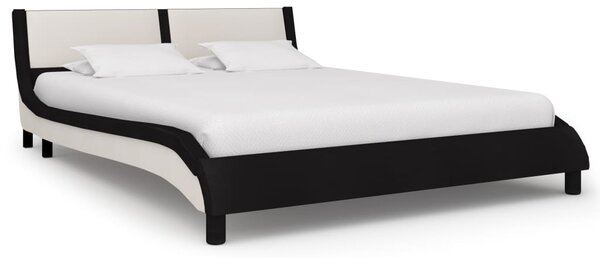 Cadru de pat, negru și alb, 120 x 200 cm, piele artificială