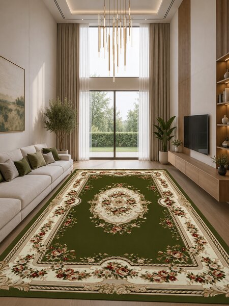 Covor Lotos 575-310, Marime 50 x 80 cm, Verde, Inaltime Fir 8 mm, Antialergic, Polipropilena, Living, Dormitor, Sufragerie, Birou 50 x 80