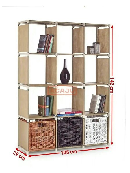 Biblioteca METRO, bej, otel, 105x29x142 cm
