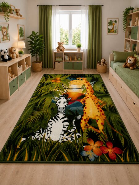 Covor Camera Copii Kolibri 11375-130, Marime 160 x 230 cm, Multicolor, Inaltime Fir 9 mm, Antialergic, Polipropilena, Gradinita, Cresa, Loc de Joaca