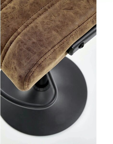 Scaun bar H88, maro/negru, piele ecologica/otel, 39x46x89/109 cm