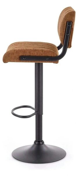 Scaun bar H88, maro/negru, piele ecologica/otel, 39x46x89/109 cm