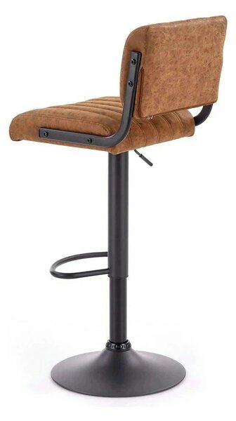 Scaun bar H88, maro/negru, piele ecologica/otel, 39x46x89/109 cm
