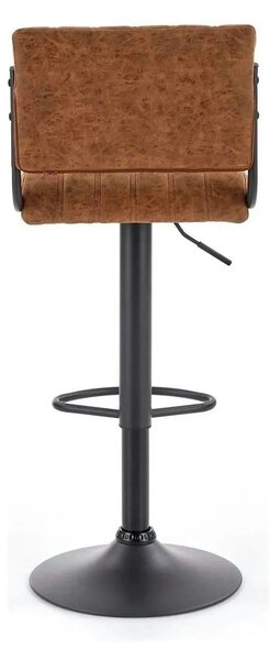 Scaun bar H88, maro/negru, piele ecologica/otel, 39x46x89/109 cm