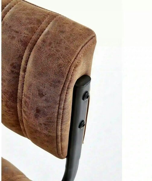 Scaun bar H88, maro/negru, piele ecologica/otel, 39x46x89/109 cm