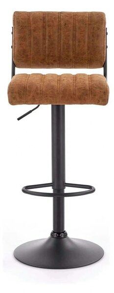 Scaun bar H88, maro/negru, piele ecologica/otel, 39x46x89/109 cm