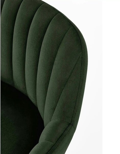 Scaun bar H93, verde inchis/nuc, stofa/lemn, 47x49x98 cm