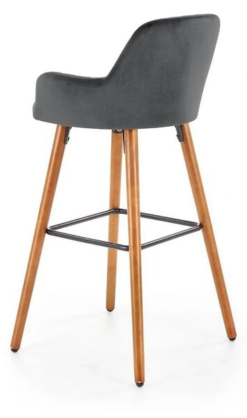 Scaun bar H93, gri inchis/nuc, stofa/lemn, 47x49x98 cm