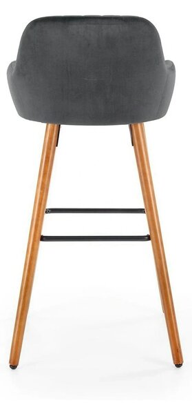 Scaun bar H93, gri inchis/nuc, stofa/lemn, 47x49x98 cm