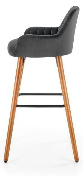 Scaun bar H93, gri inchis/nuc, stofa/lemn, 47x49x98 cm