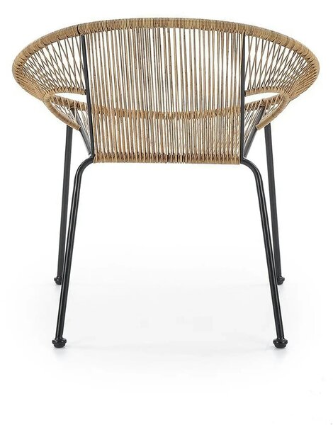 Scaun de gradina BARI, maro/negru, rattan sintetic/otel, 69x60x74x44 c