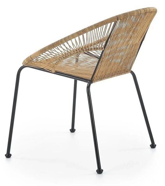 Scaun de gradina BARI, maro/negru, rattan sintetic/otel, 69x60x74x44 c