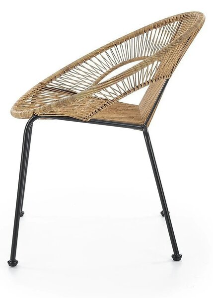 Scaun de gradina BARI, maro/negru, rattan sintetic/otel, 69x60x74x44 c