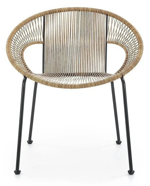 Scaun de gradina BARI, maro/negru, rattan sintetic/otel, 69x60x74x44 c