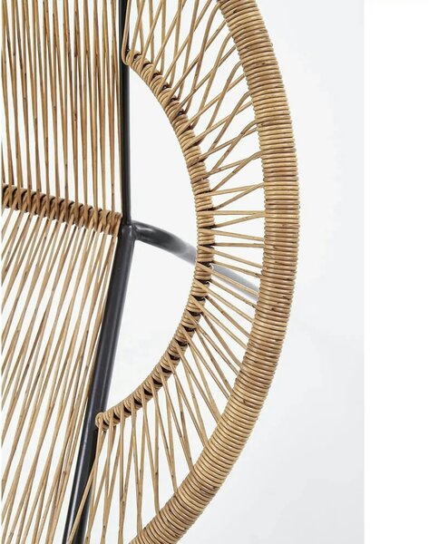 Scaun de gradina BARI, maro/negru, rattan sintetic/otel, 69x60x74x44 c