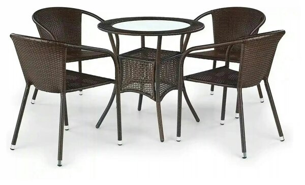 Scaun de ratan MIDAS, maro inchis, ratan sintetic/otel, 57x57x78 cm