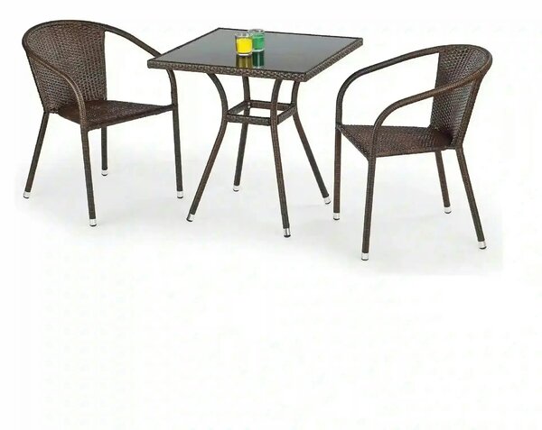 Scaun de ratan MIDAS, maro inchis, ratan sintetic/otel, 57x57x78 cm